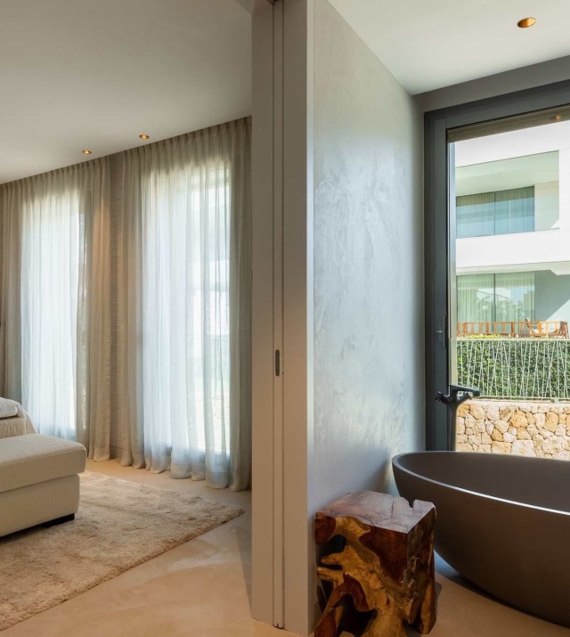Resa estates Ibiza for sale Talamanca luxury apartment duplex master bedroom.jpg